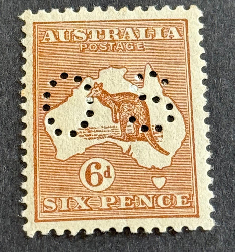 NEW 6d kangaroo & map stamp punctured OS Small