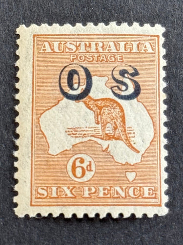 6d kangaroo and map stamp OS Overprint