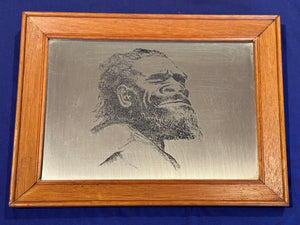 Antique Australian Indigenous man black on silver etching